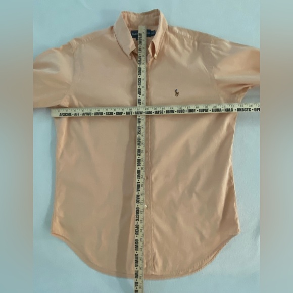 Polo Ralph Lauren Shirt Mens 15.5x32/33 Classic Fit Peach Long Sleeve Flesh Pony - Picture 7 of 9
